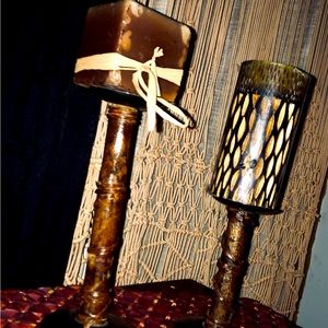 Very Unusual Wooden candle holders